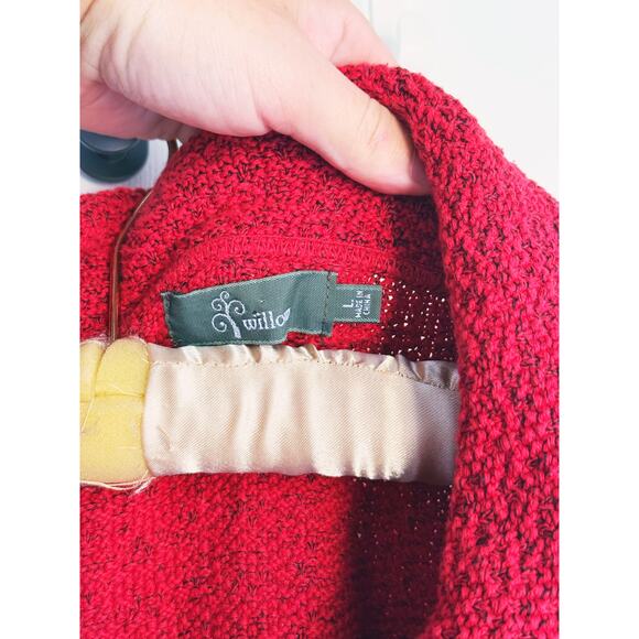 Willow Red Chunky Button-Up Cardigan Mixed Buttons Large - Picture 4 of 6